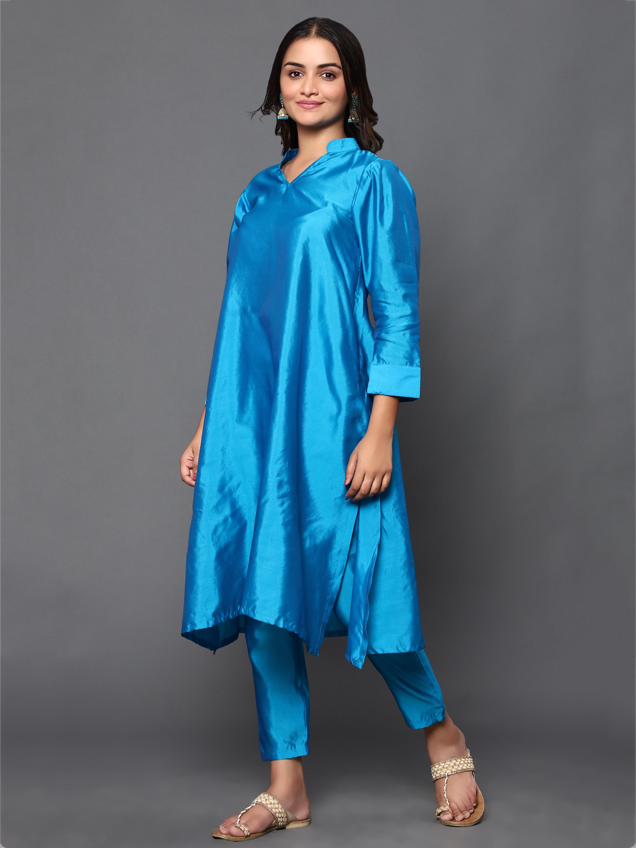 Women's Blue Taffeta Suit - Khumaar- Shuchi Bhutani
