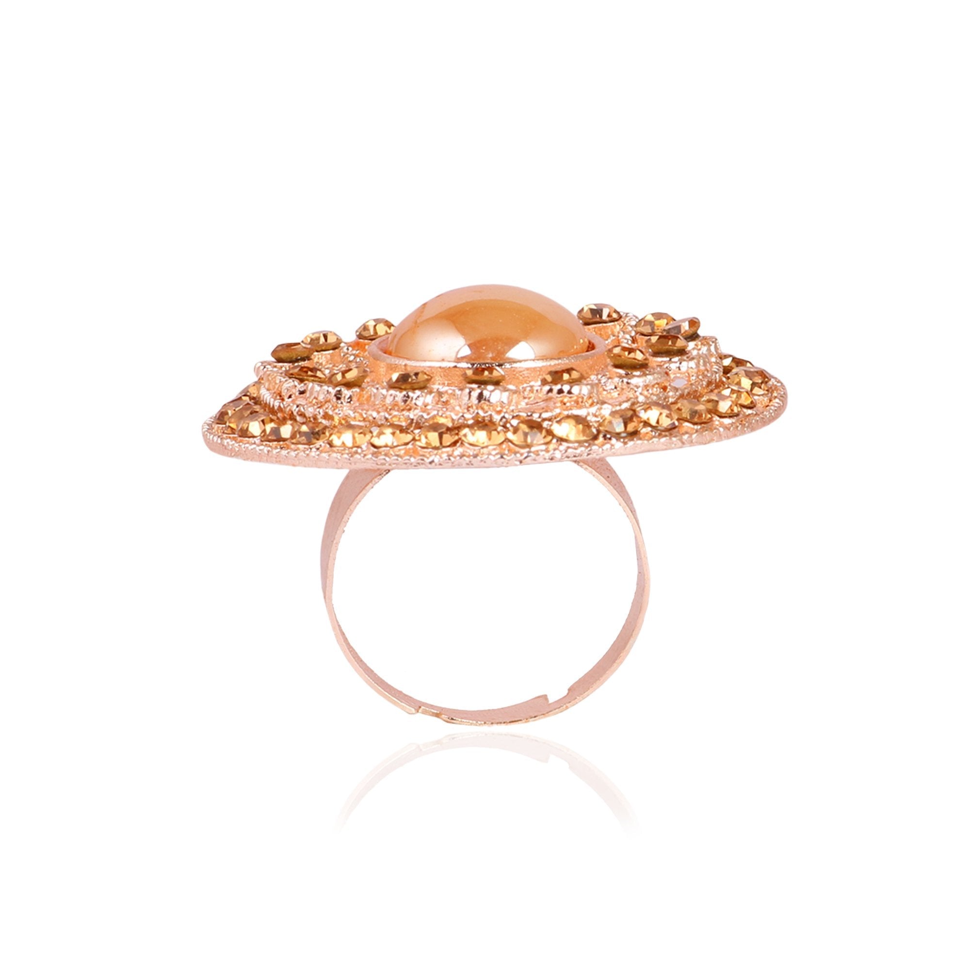 Women's Golden Plated Ring With Stone  - Tehzeeb