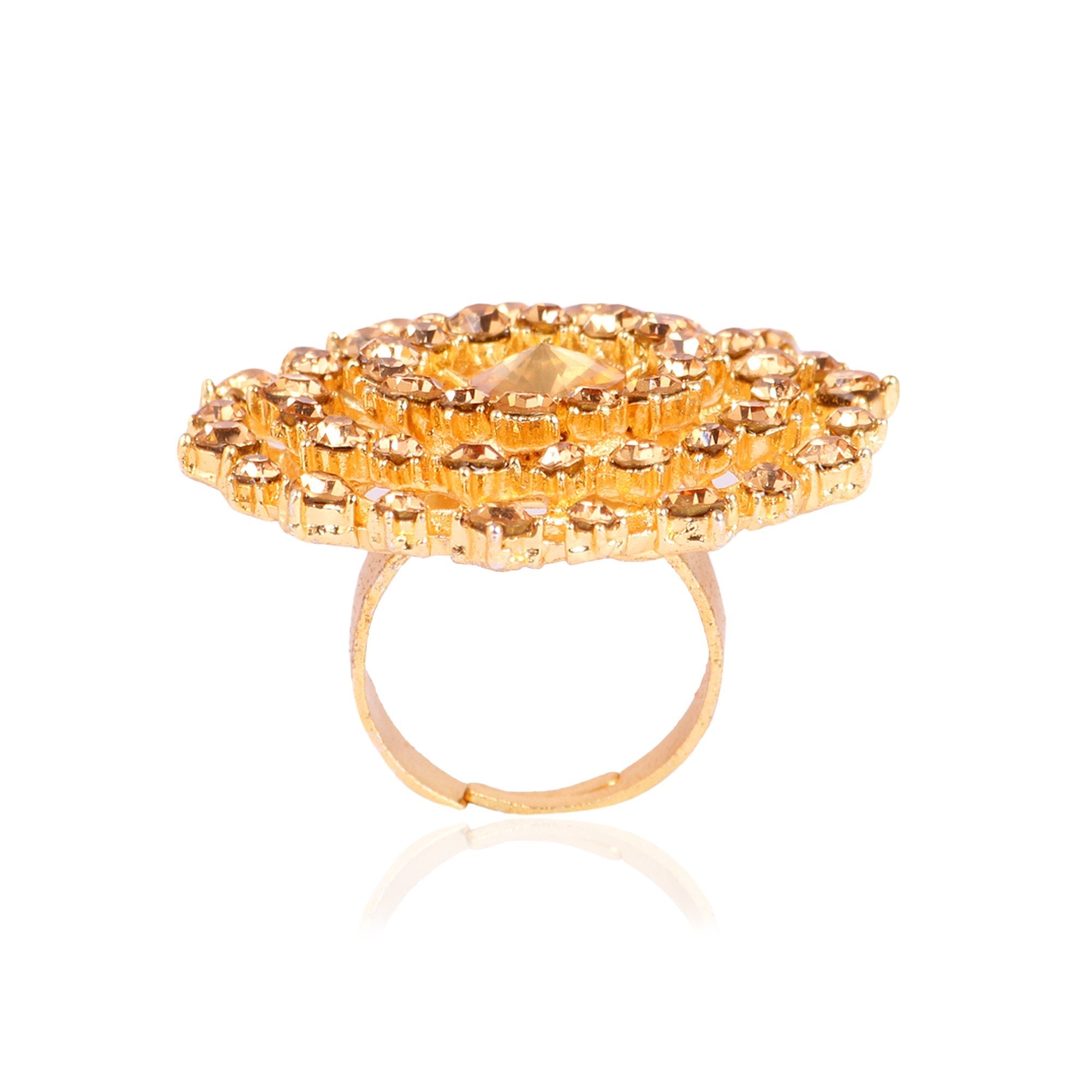 Women's Attractive Ring With Golden Colour Stone  - Tehzeeb