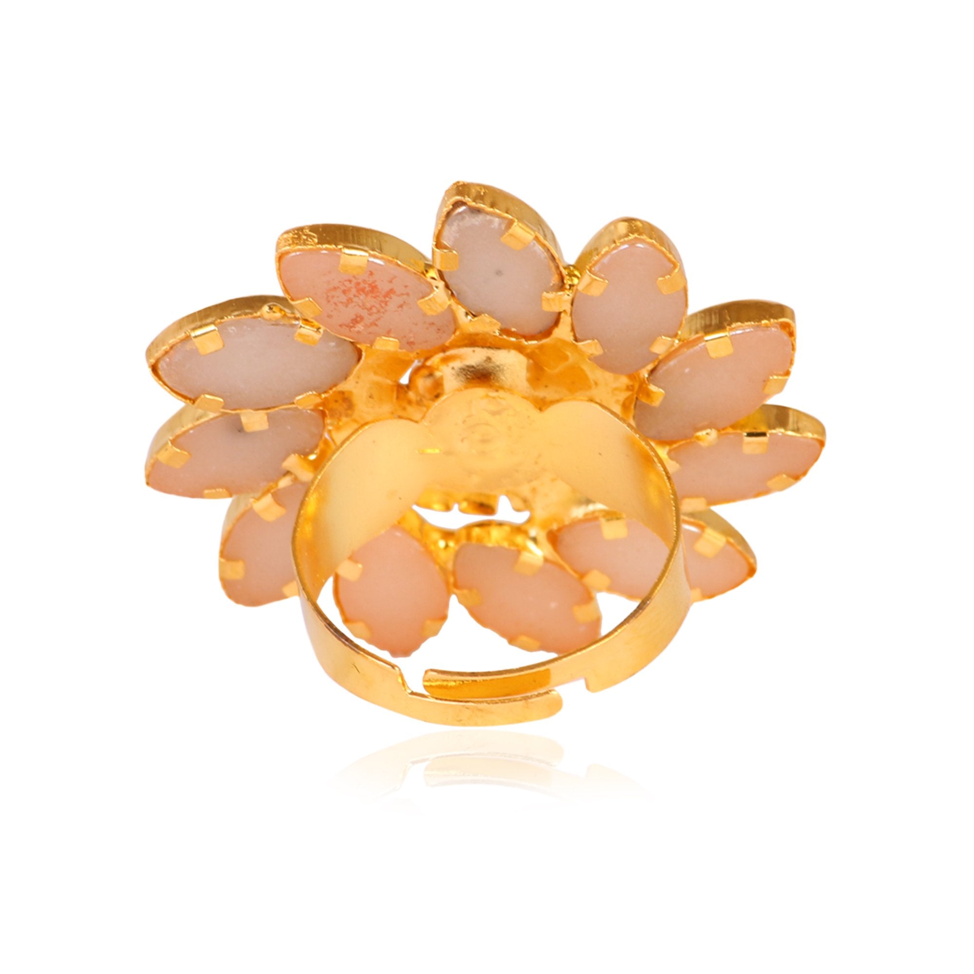 Women's Sunflower Style Ring With Kundan And Stone - Tehzeeb