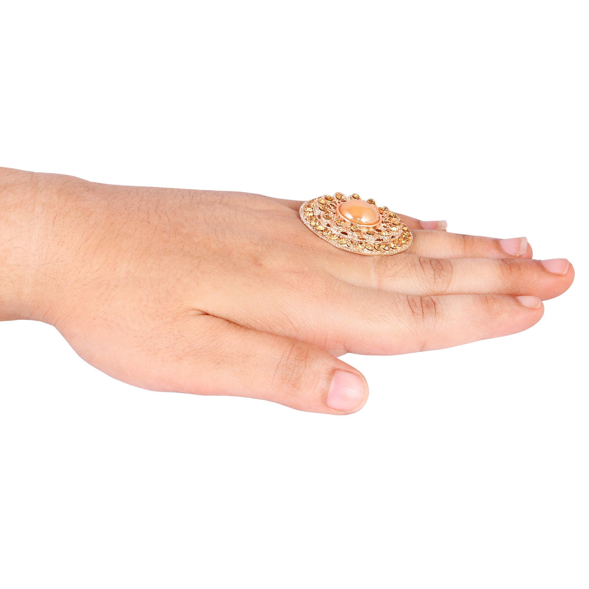 Women's Golden Plated Ring With Stone  - Tehzeeb