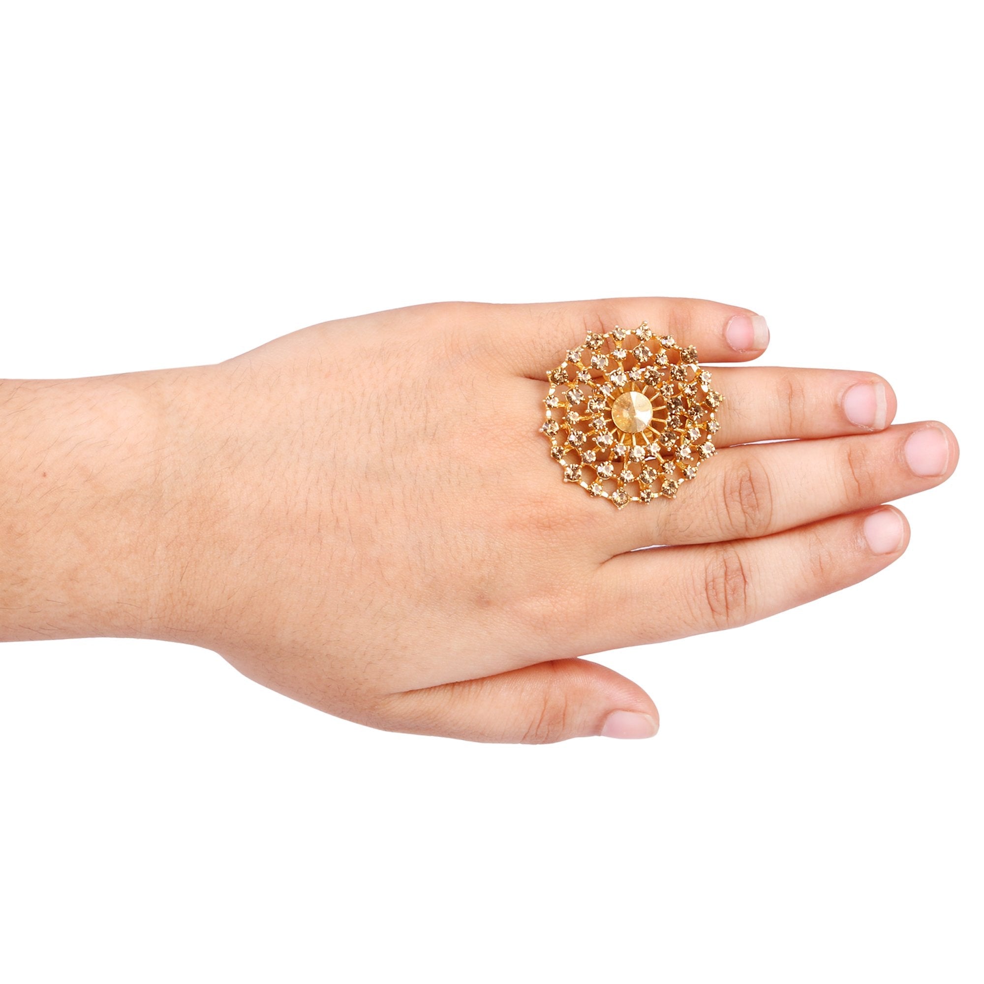 Women's Attractive Ring With Golden Colour Stone  - Tehzeeb