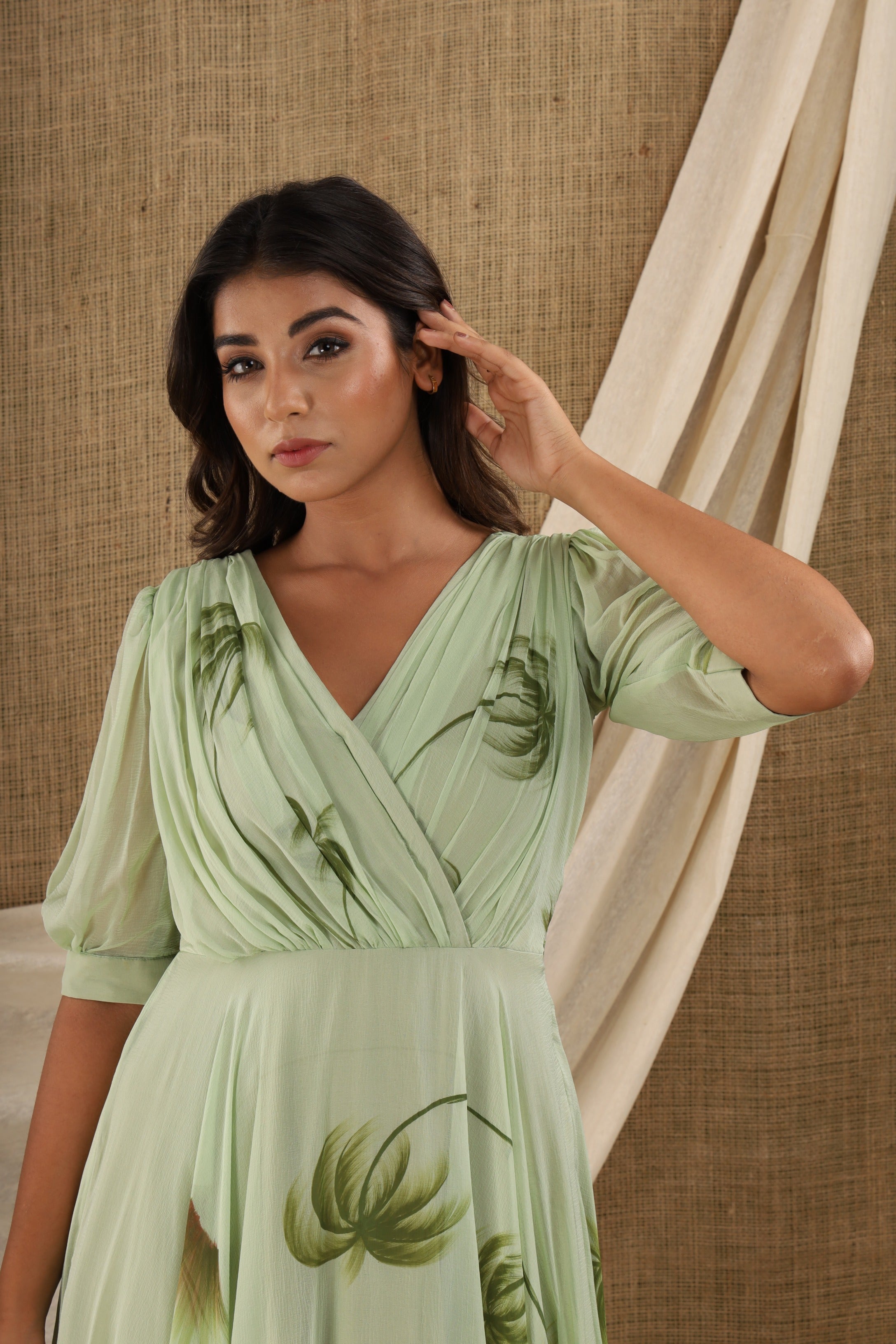 Women's Green Anarkali Dress (1Pc) - Saras The Label