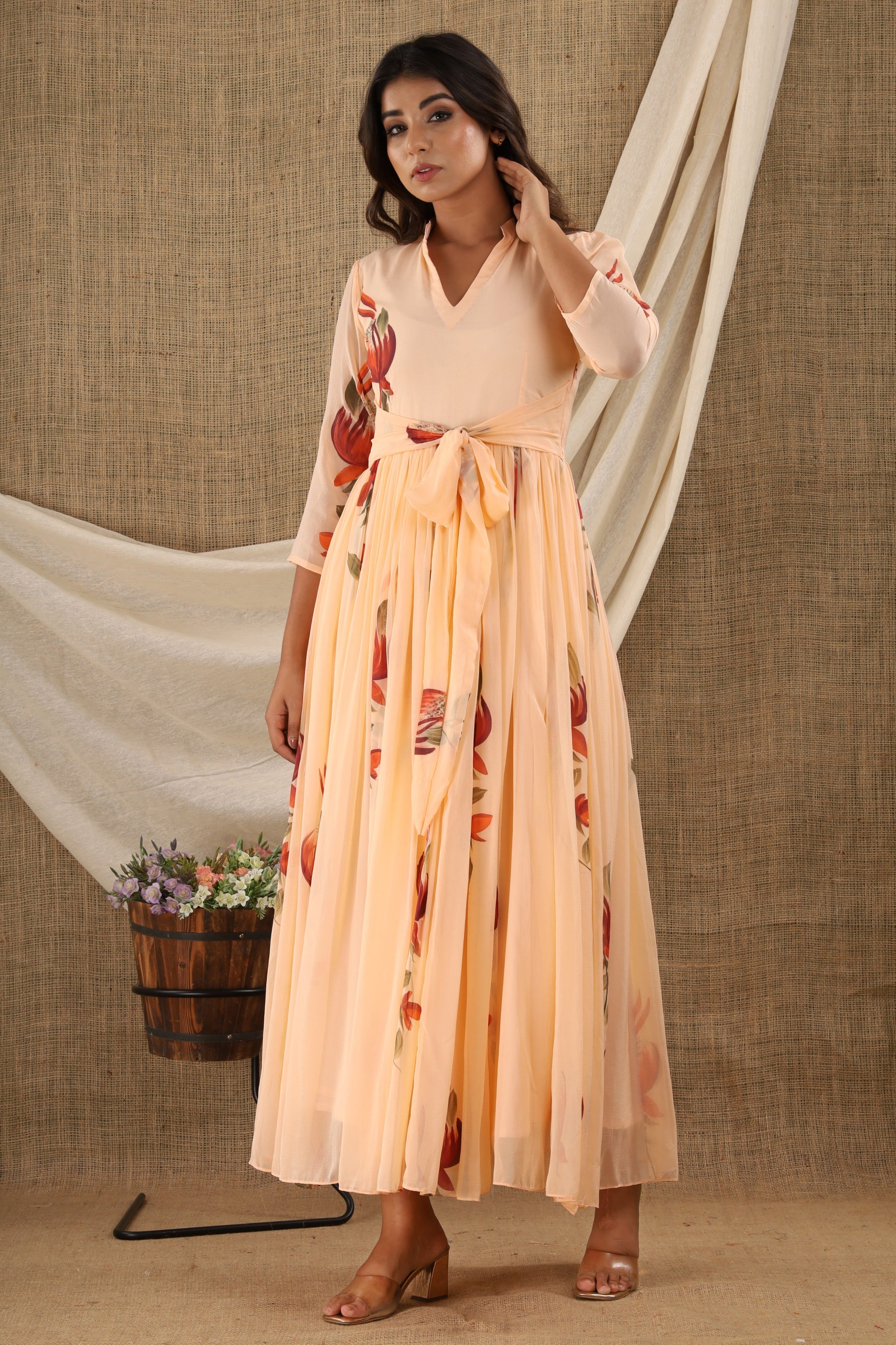 Salmon Peach Belt Style Anarkali Featuring Shamita Shetty | Long anarkali  gown, Anarkali dress, Gown party wear