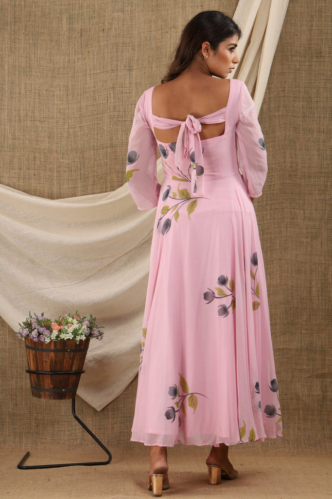 Women's Pink Anarkali Dress (1Pc)