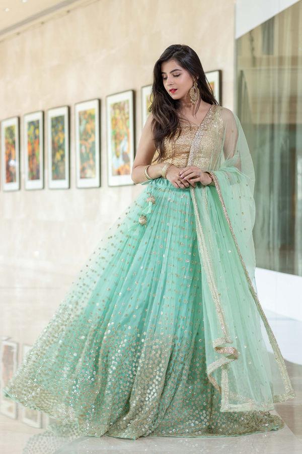 Women's Mint Green Lehenga (3pcs set)