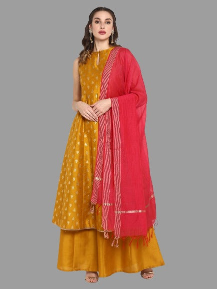 Women's Peach Rayon Foil Print Kurti With Palazzo