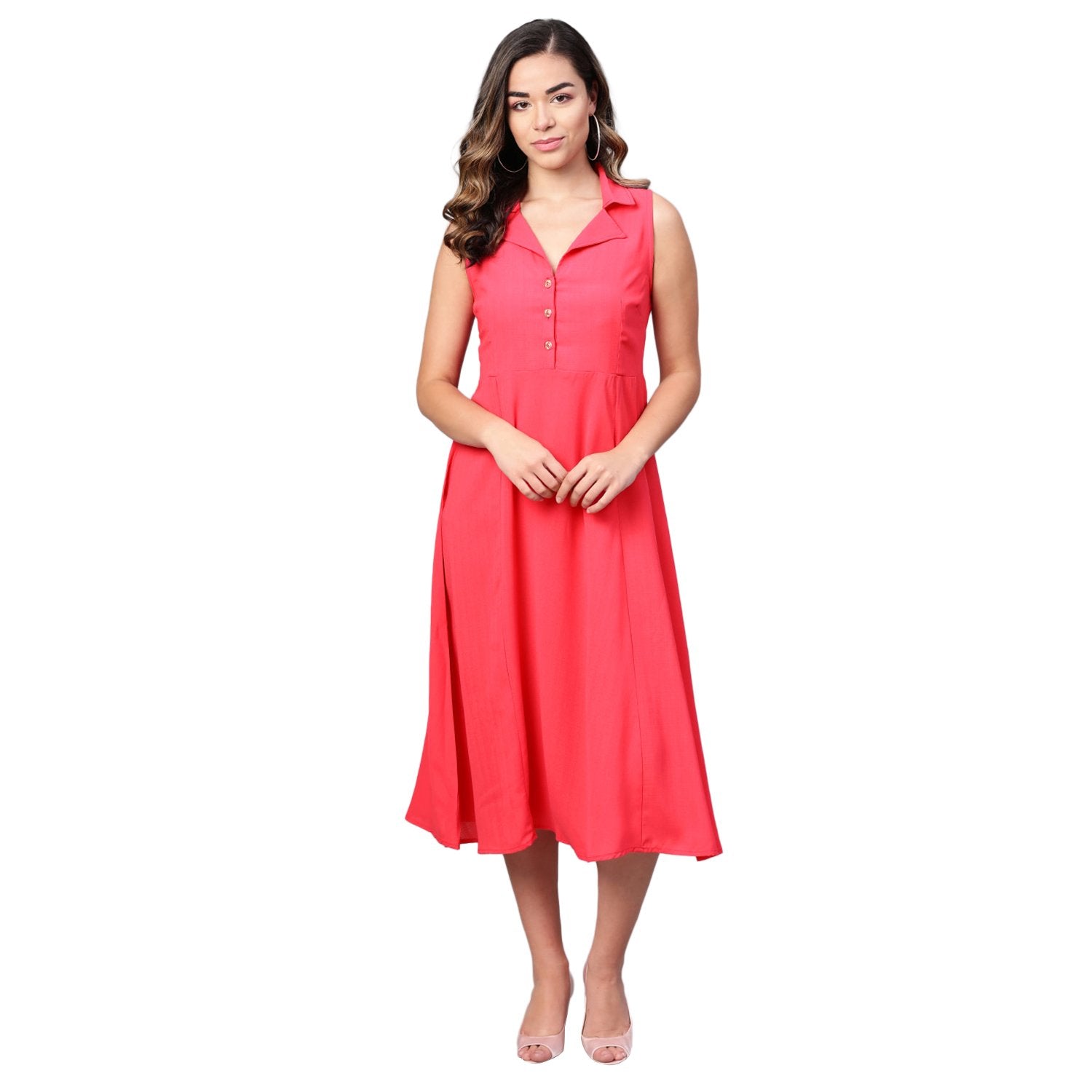 Women Pink Sleeveless Dress by Myshka (1 Pc Set)