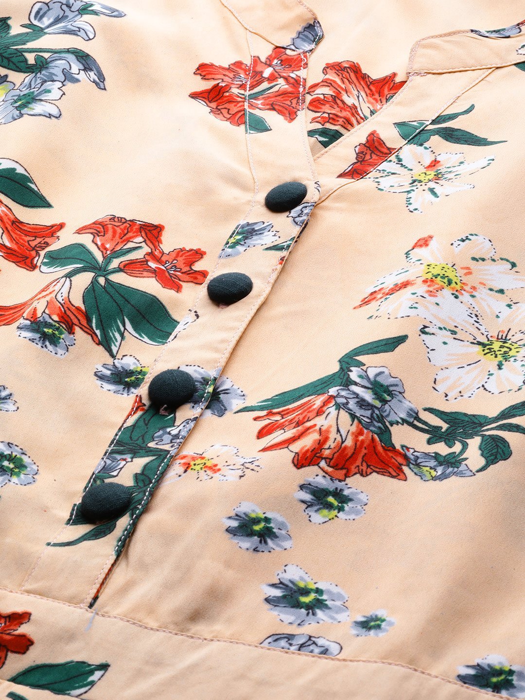 Women's Peach Polyester Printed Half Sleeve Casual Jumpsuit - Myshka