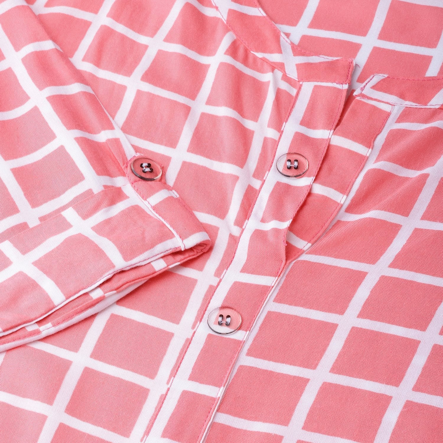 Women's Pink Printed Rayon Half Sleeve Round Neck Kurti - Myshka