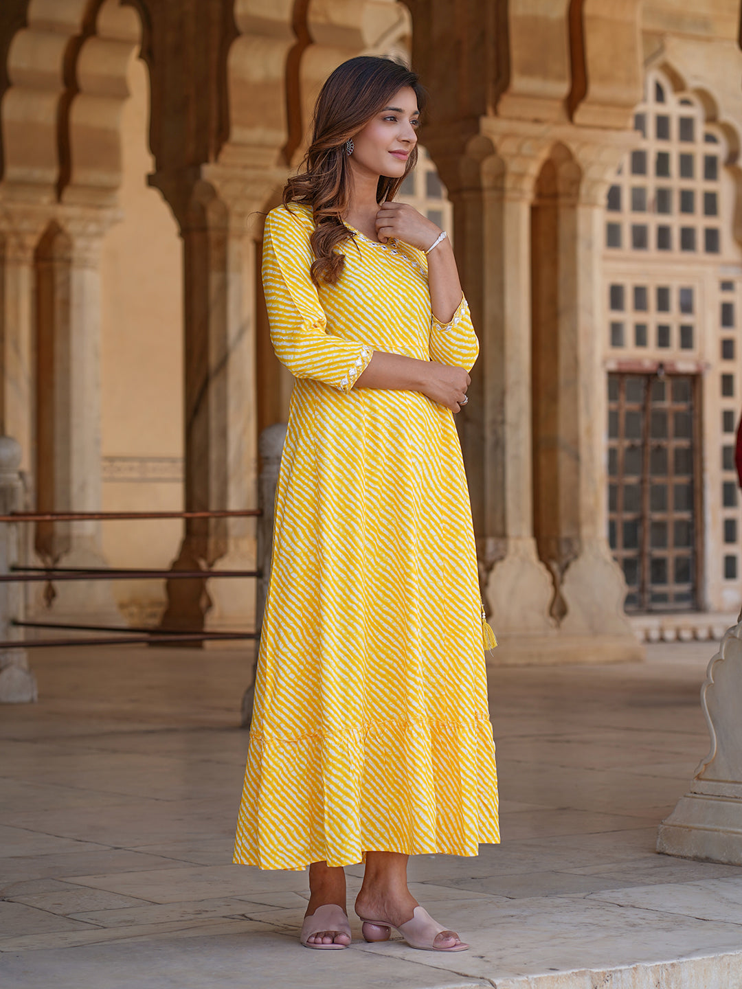 Women's Yellow Viscose Rayon Kurta - Jaitpuriya Fashion
