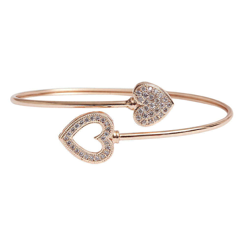 Women's Heart Design Rose Gold Finish Adjustable Bracelet - Voylla
