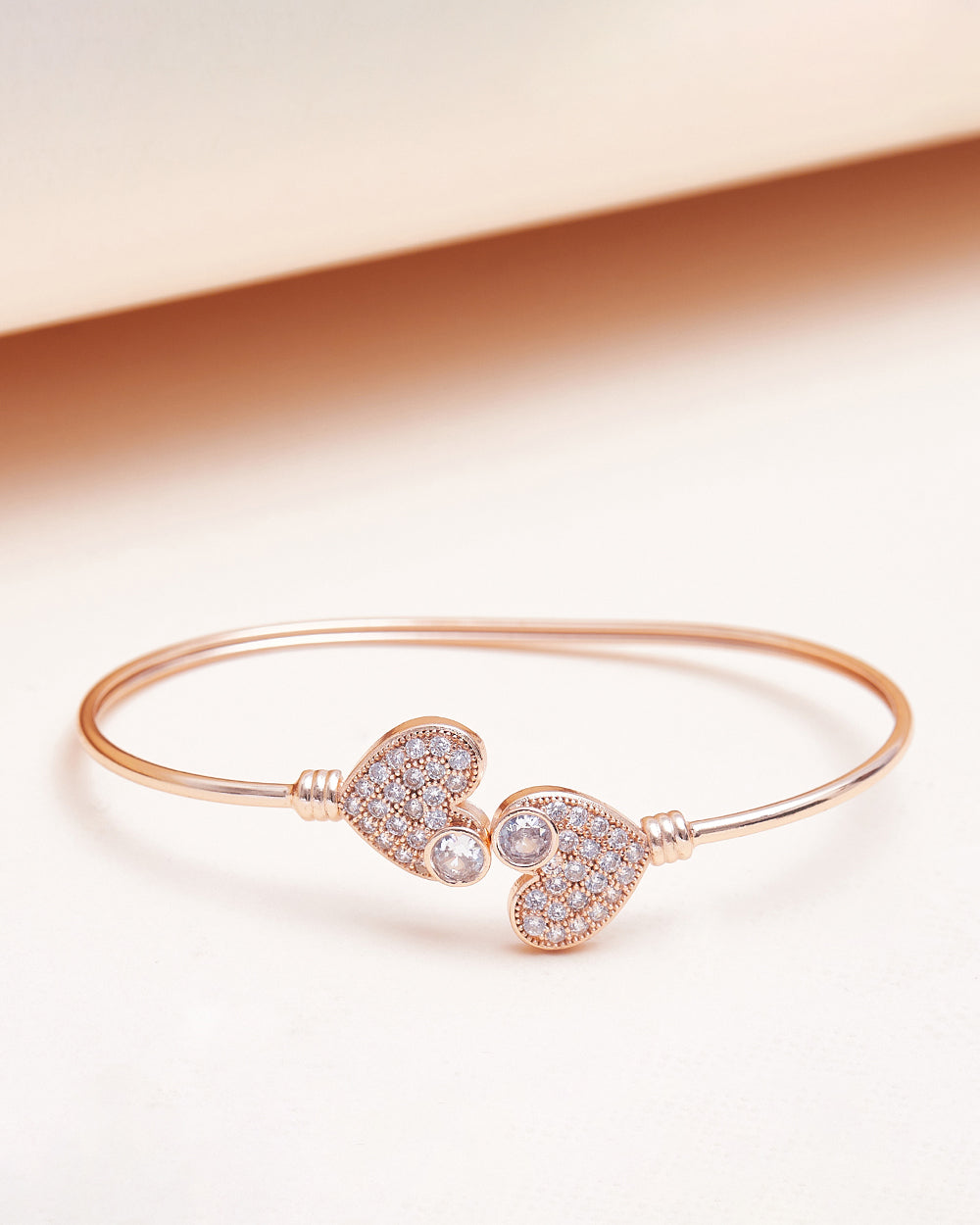 Women's Rose Gold Bracelet With Heart Design - Voylla