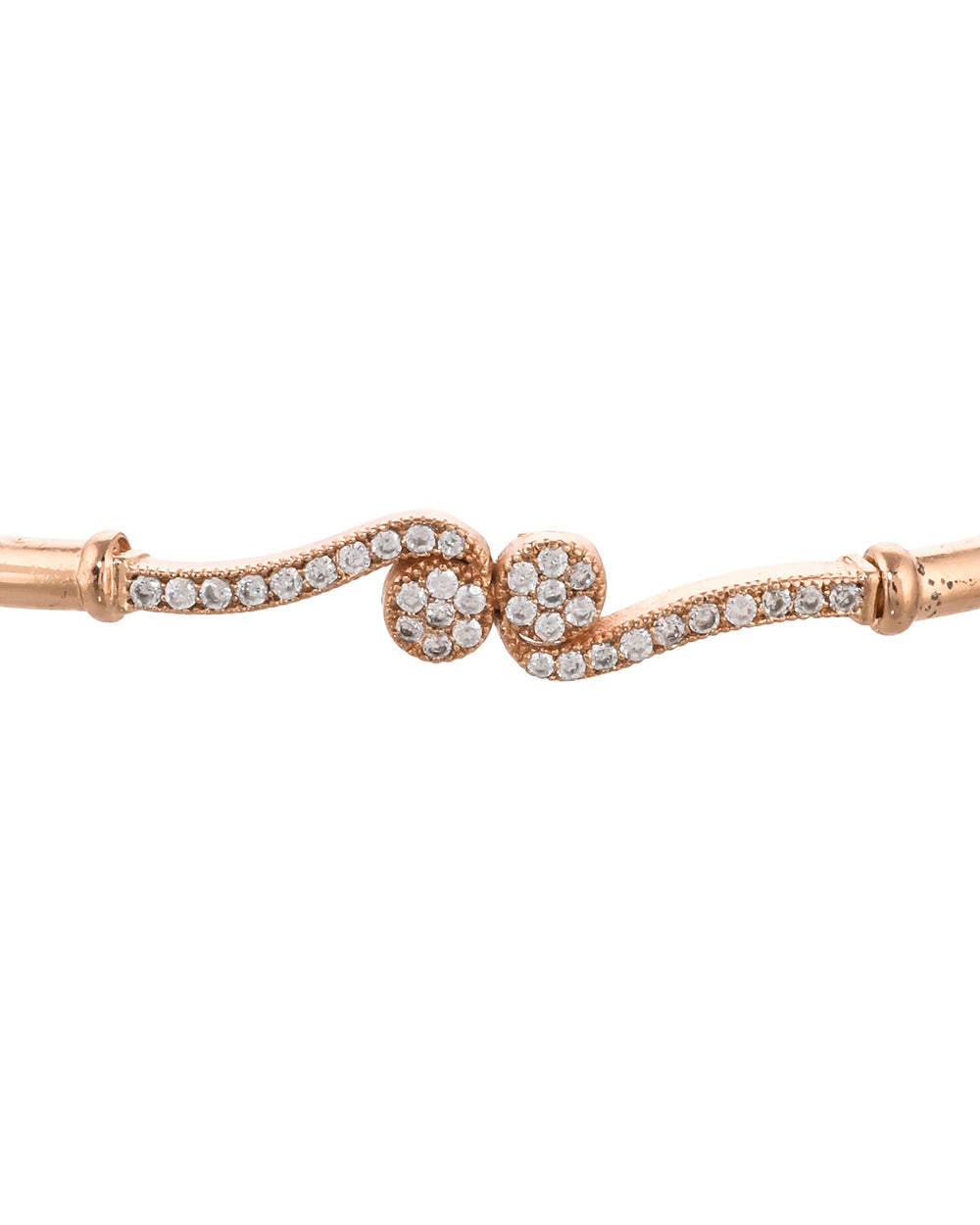 Women's Sparkling Elegance Rose Gold Plated Round Cut Cz Adorned Brass Bracelet - Voylla