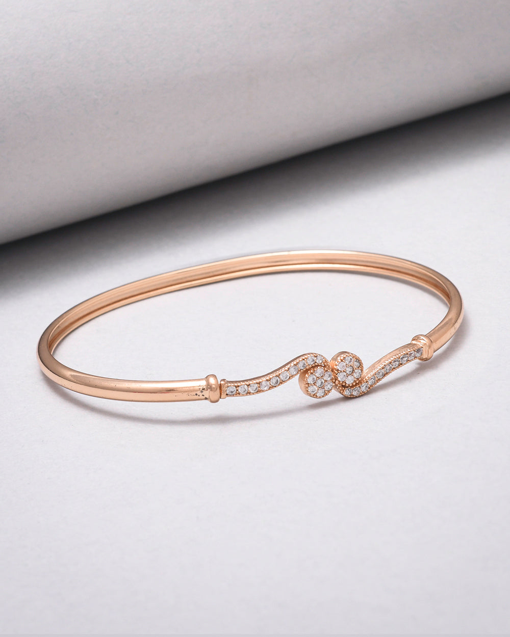 Women's Sparkling Elegance Rose Gold Plated Round Cut Cz Adorned Brass Bracelet - Voylla