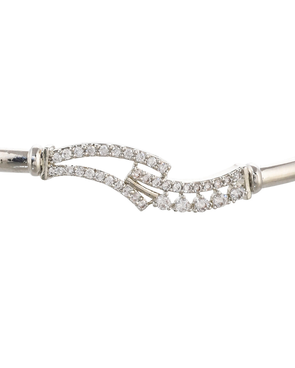Women's Sparkling Elegance Square Cut Zircons Adorned Brass Rhodium Plated Bracelet - Voylla
