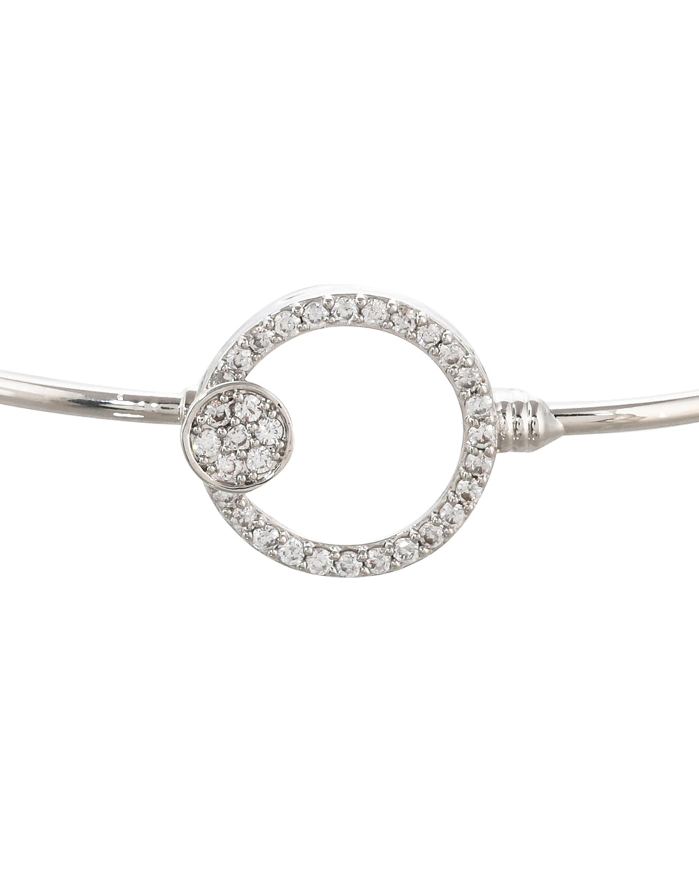 Women's Sparkling Elegance Minimalist Round Cut Cz Adorned Rhodium Plated Brass Bracelet - Voylla