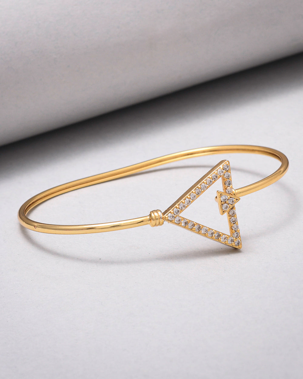 Women's Sparkling Elegance Geometric Zircons Gold Plated Brass Bracelet - Voylla