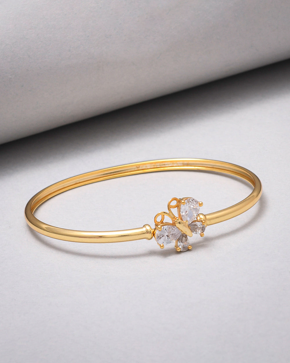 Women's Sparkling Elegance Teardrop Cut Cz Butterfly Motif Brass Gold Plated Bracelet - Voylla