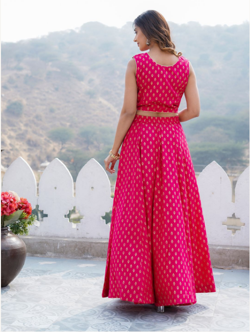 Women's Pink Viscose Rayon Lehenga Set - Jaitpuriya Fashion