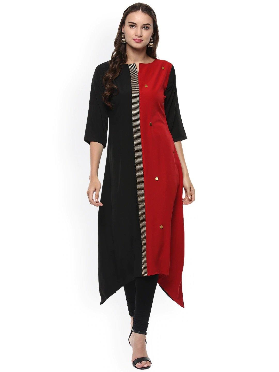 Women's Multicolor Poly Crepe Kurta