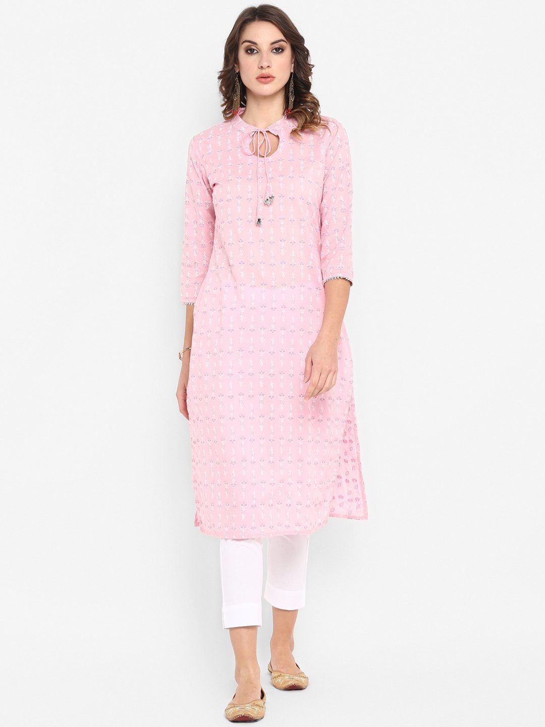 Women's Pink Cotton Kurta - Janasya