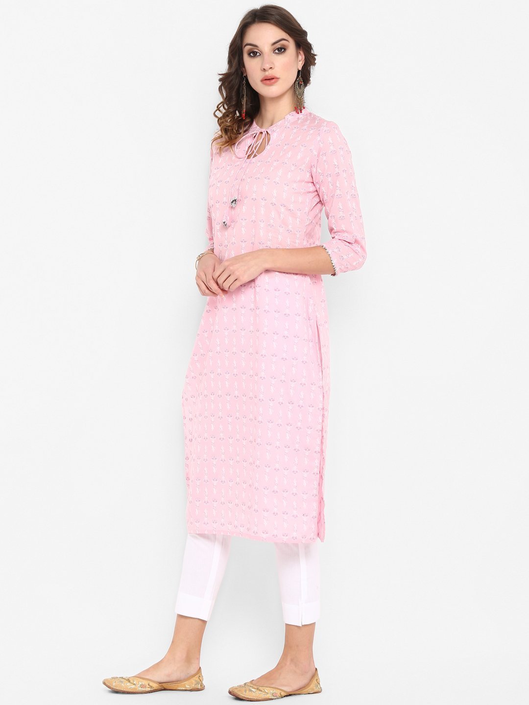 Women's Pink Cotton Kurta - Janasya
