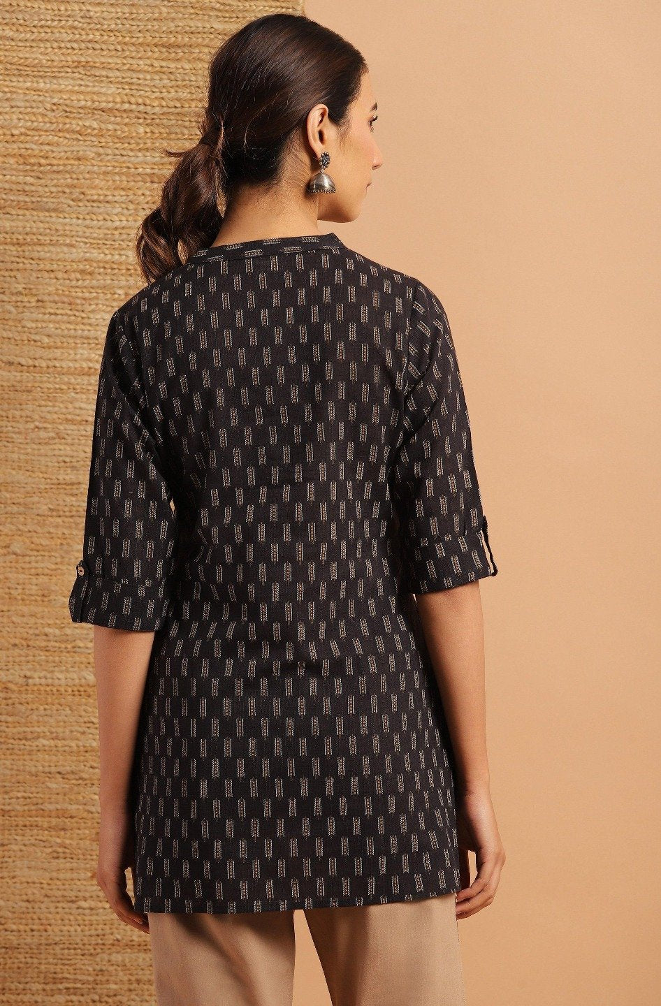 Women's Black Cotton Tunic by Janasya- (1pc set)