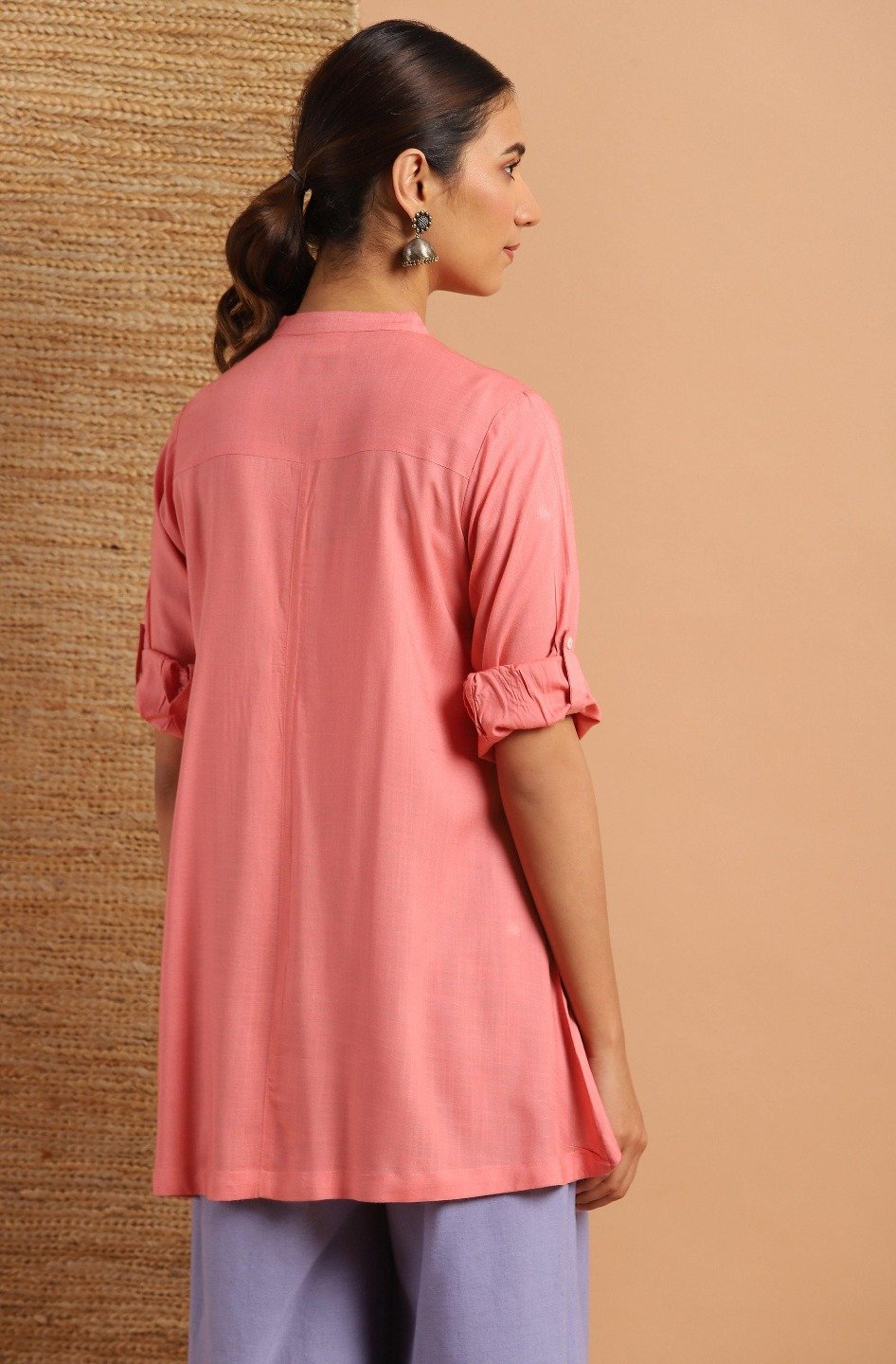 Women's Pink Rayon Tunic-Janasya