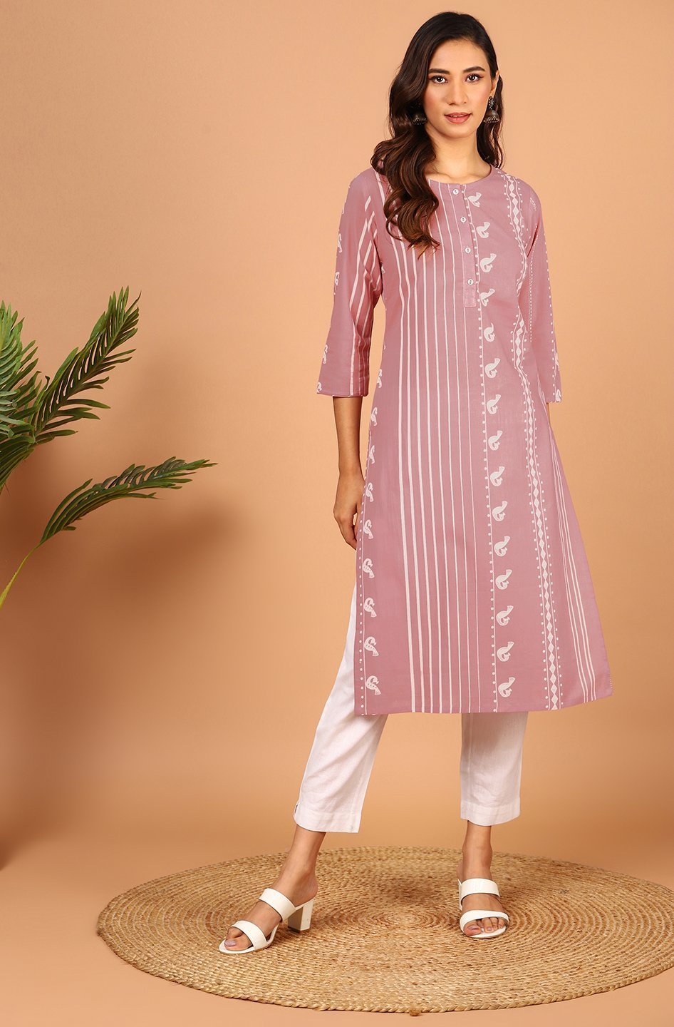 Women's Mauve Cotton Kurta