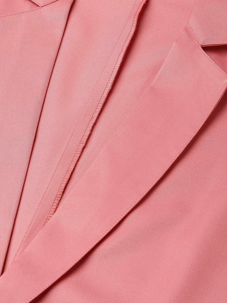 Women's Peach Solid Single Breasted Smart Casual Blazer