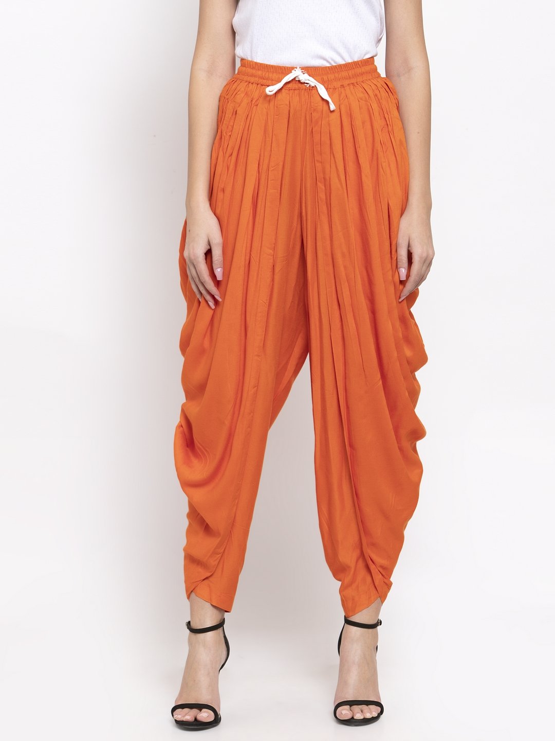 Women's Orange Solid Dhoti - Jompers