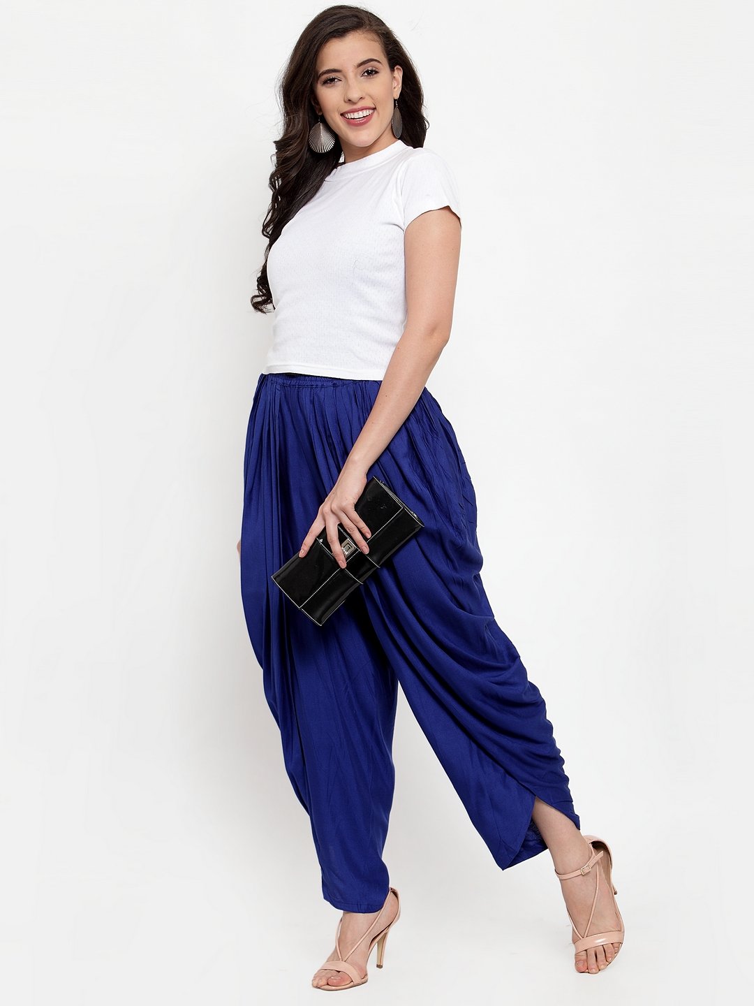 Women's Royal Blue Solid Dhoti - Jompers