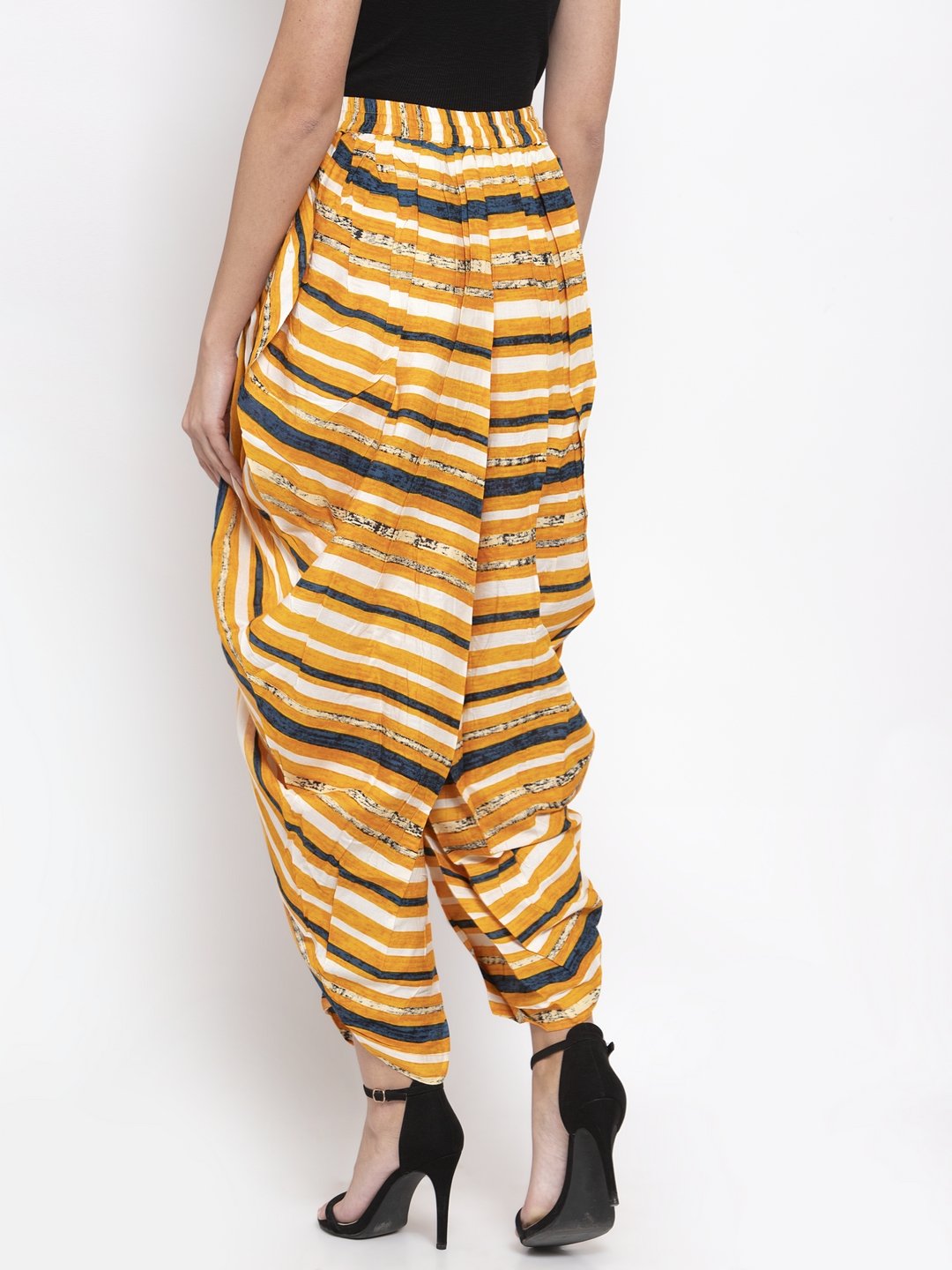 Women's Yellow and Blue Stripped Dhoti - Jompers