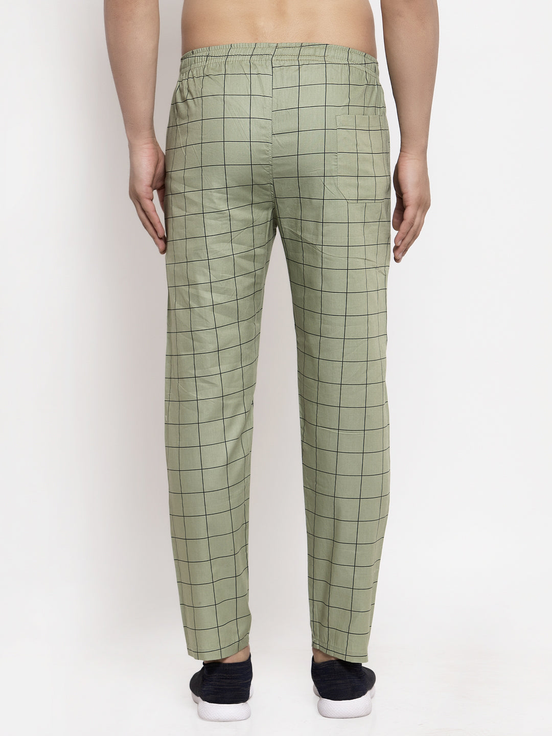 Men's Green Checked Cotton Track Pants ( JOG 012Pista ) - Jainish