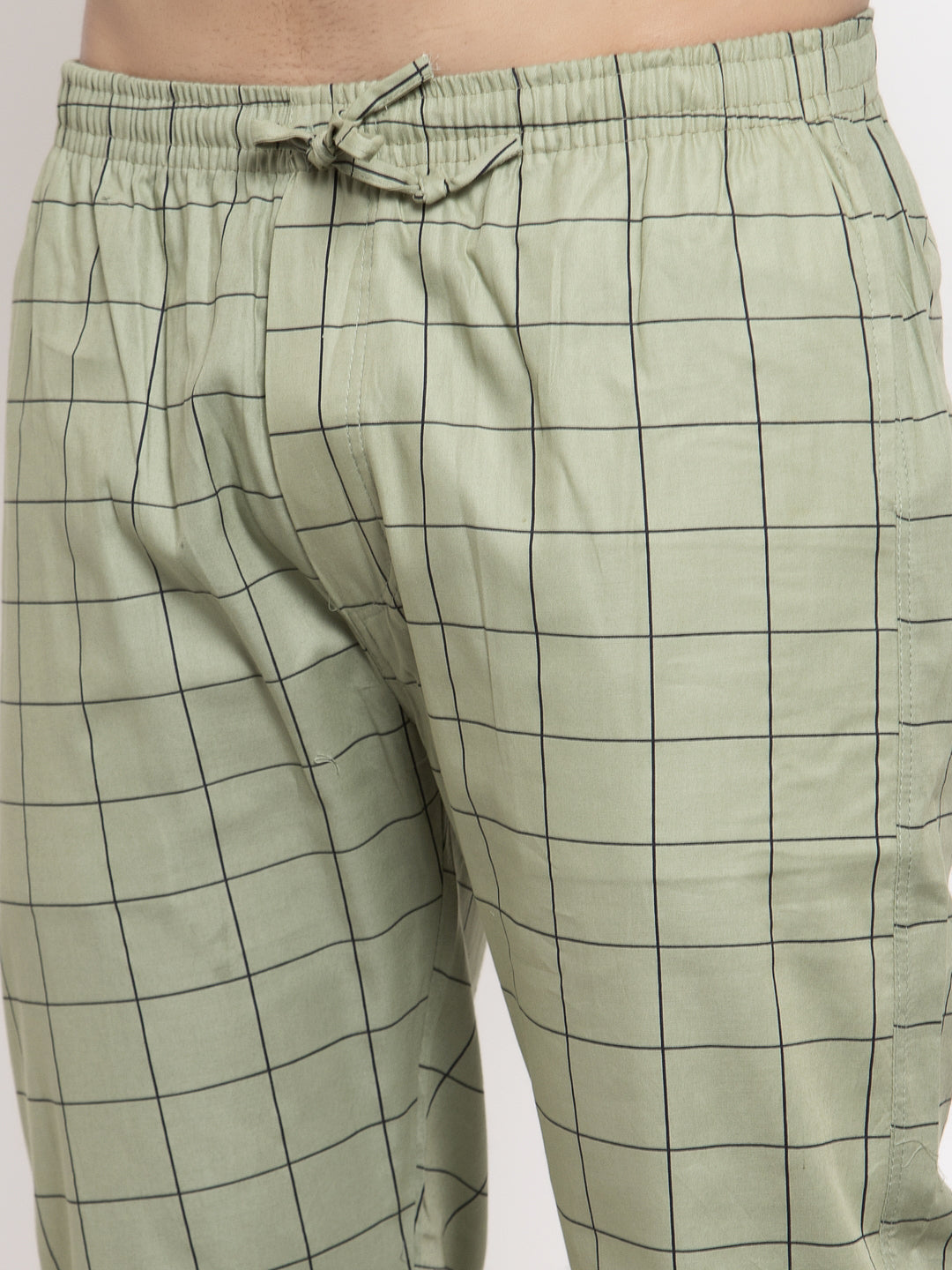 Men's Green Checked Cotton Track Pants ( JOG 012Pista ) - Jainish
