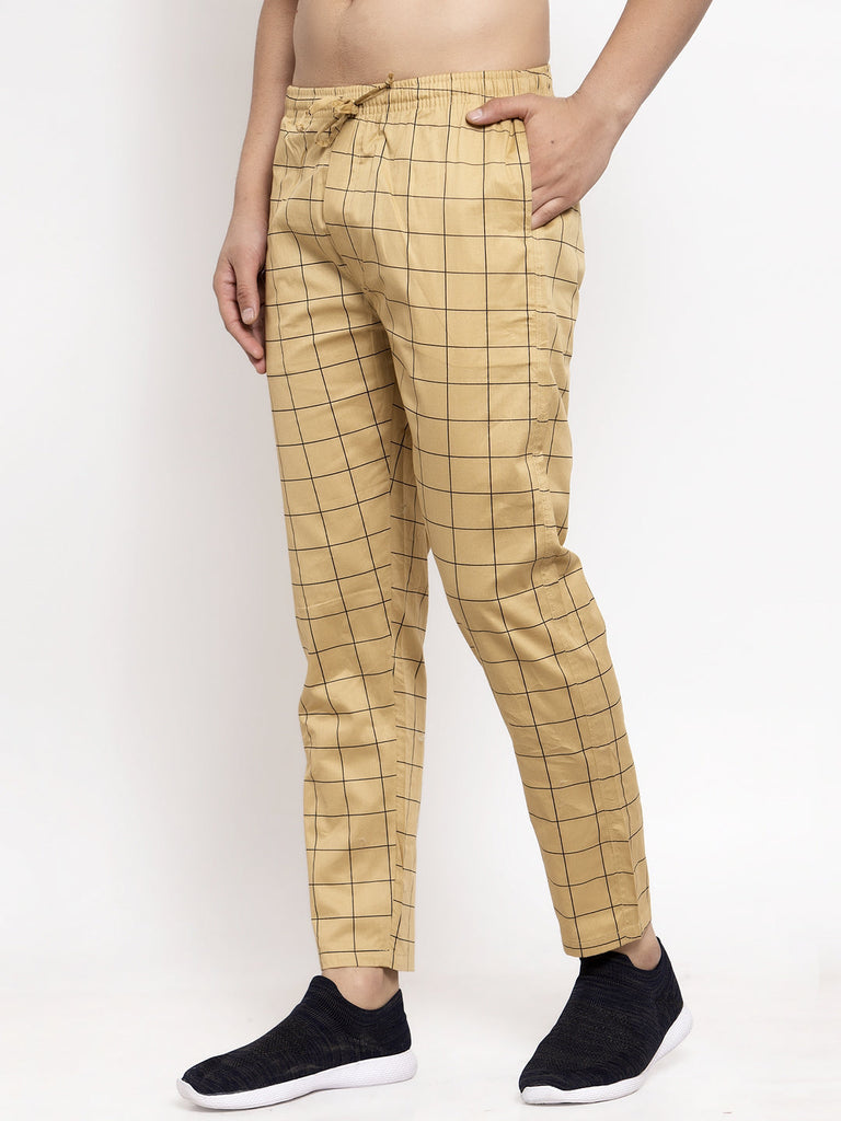 Men's Rust Checked Cotton Track Pants ( JOG 012Rust )