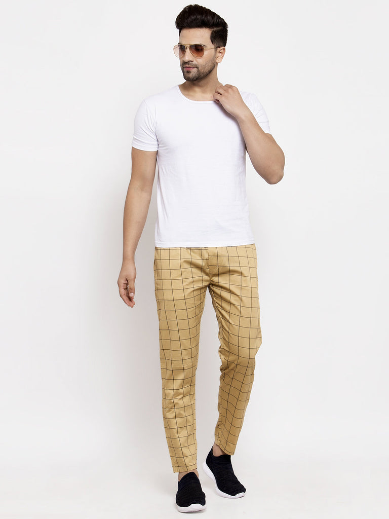 Men's Rust Checked Cotton Track Pants ( JOG 012Rust )
