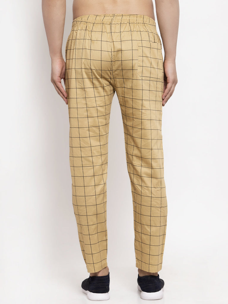 Men's Rust Checked Cotton Track Pants ( JOG 012Rust )