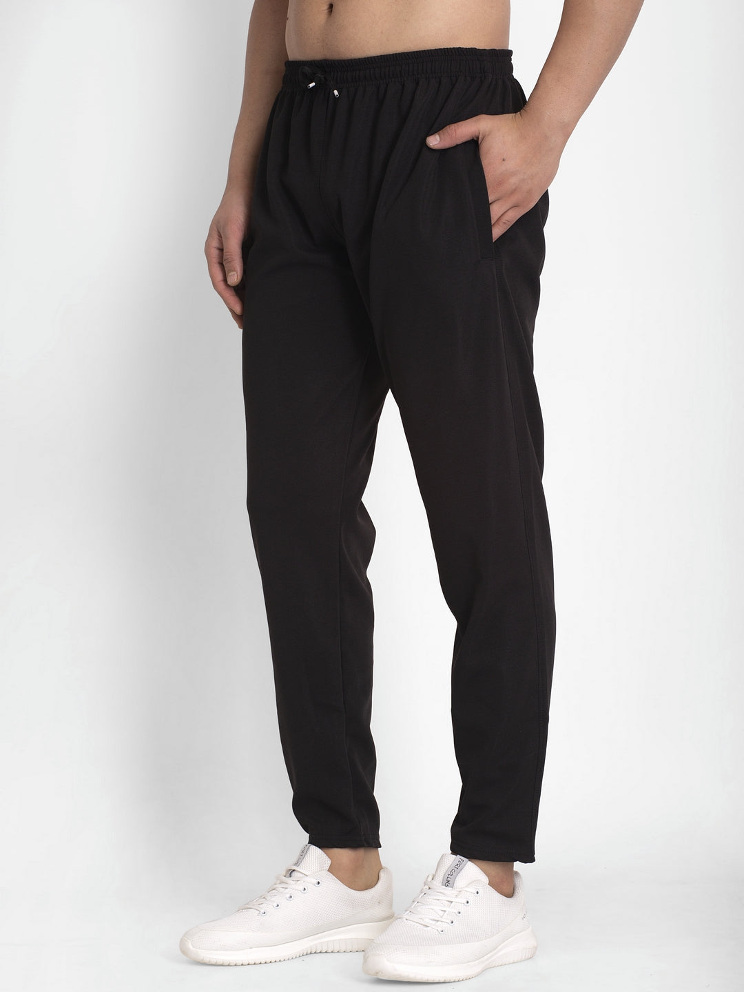 Men's Black Solid Track Pants ( JOG 014Black ) - Jainish