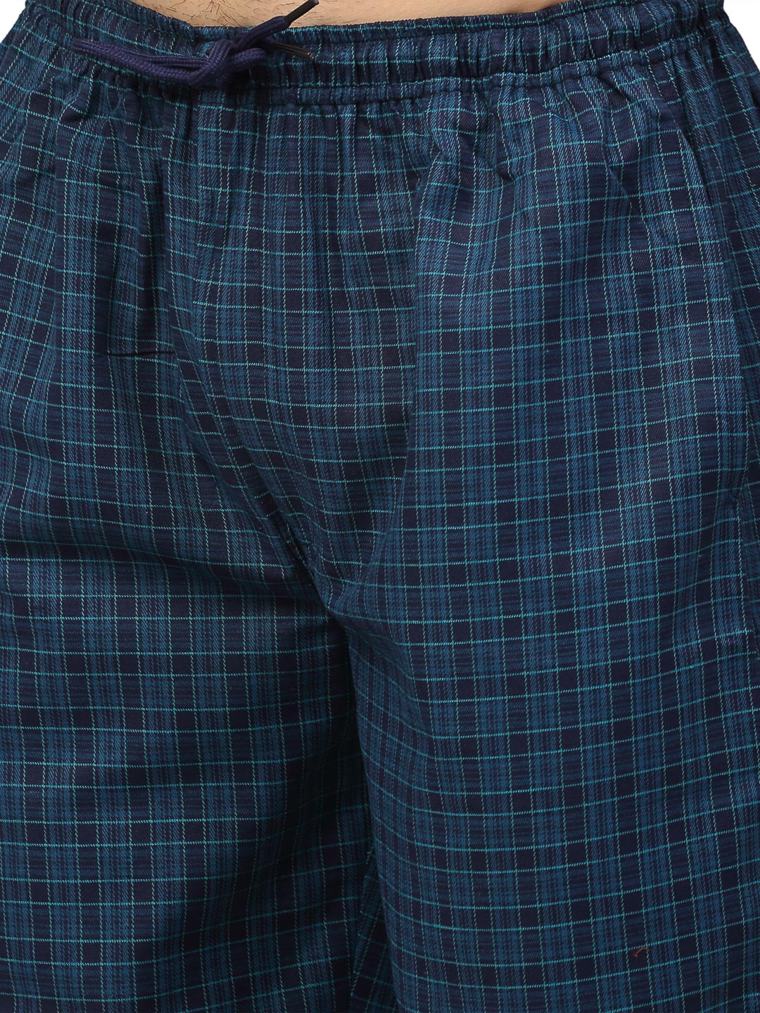 Men's Blue Cotton Checked Track Pants ( JOG 017Blue ) - Jainish