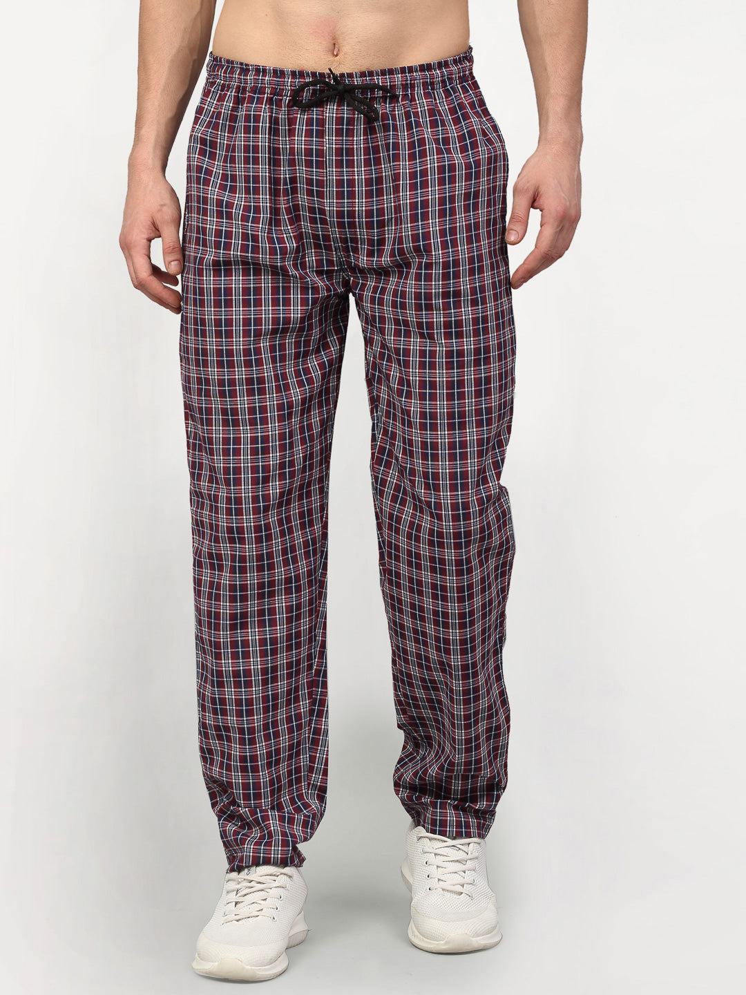 Men's Multicolor Cotton Checked Track Pants ( JOG 019Multi ) - Jainish