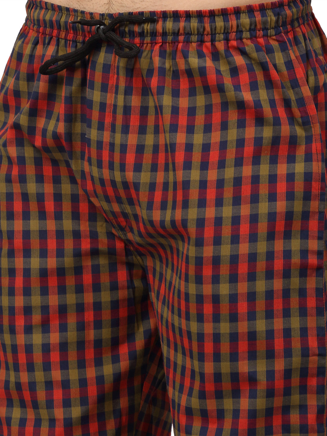 Men's Orange Cotton Checked Track Pants ( JOG 019Orange-Red ) - Jainish