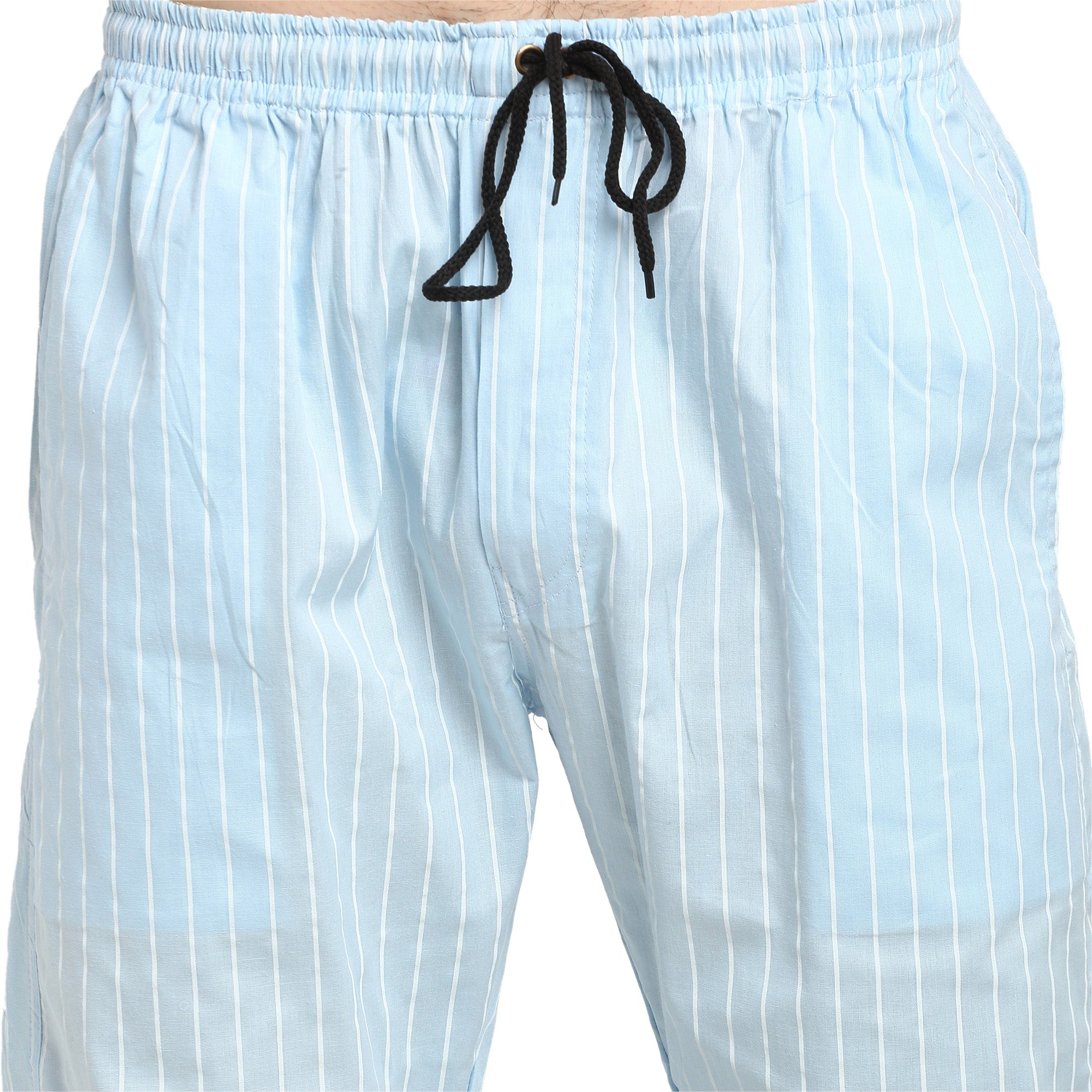 Men's Blue Cotton Striped Track Pants ( JOG 020Sky ) - Jainish