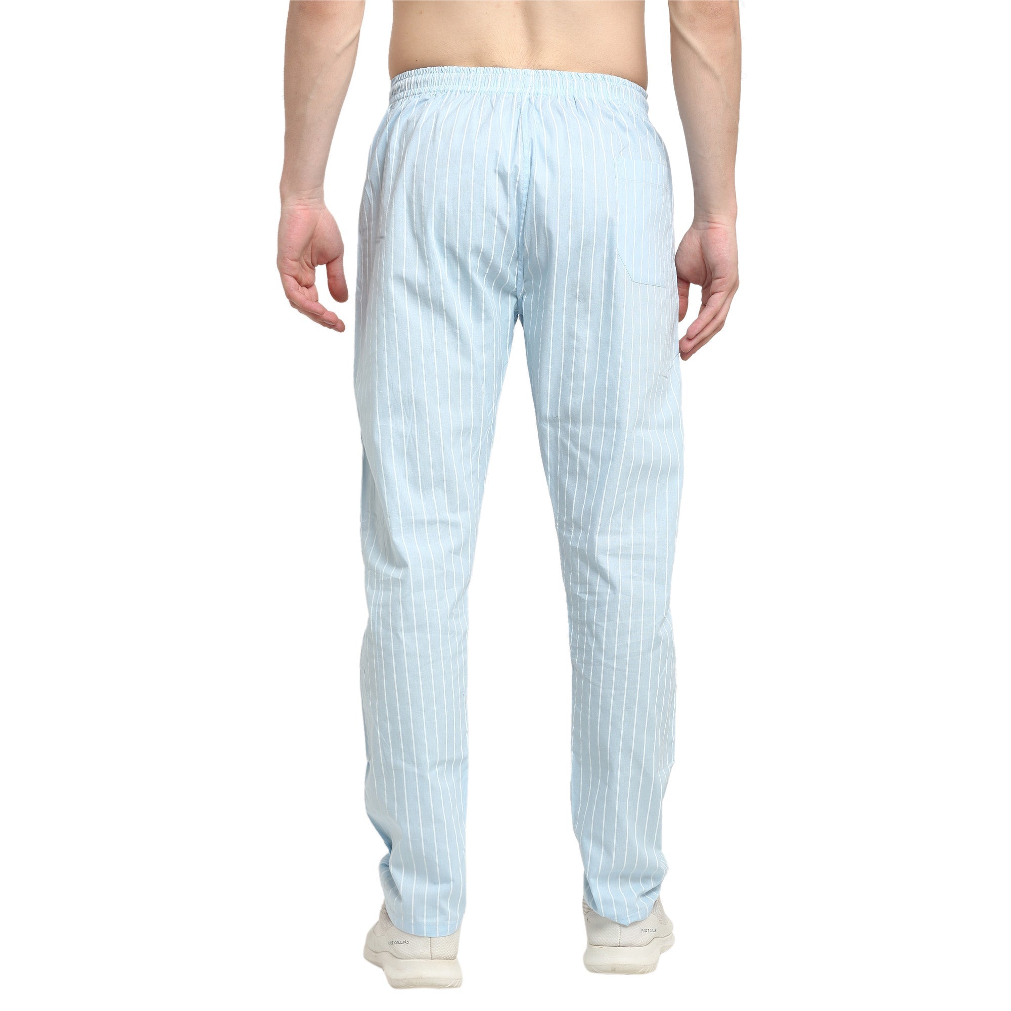 Men's Blue Cotton Striped Track Pants ( JOG 020Sky ) - Jainish