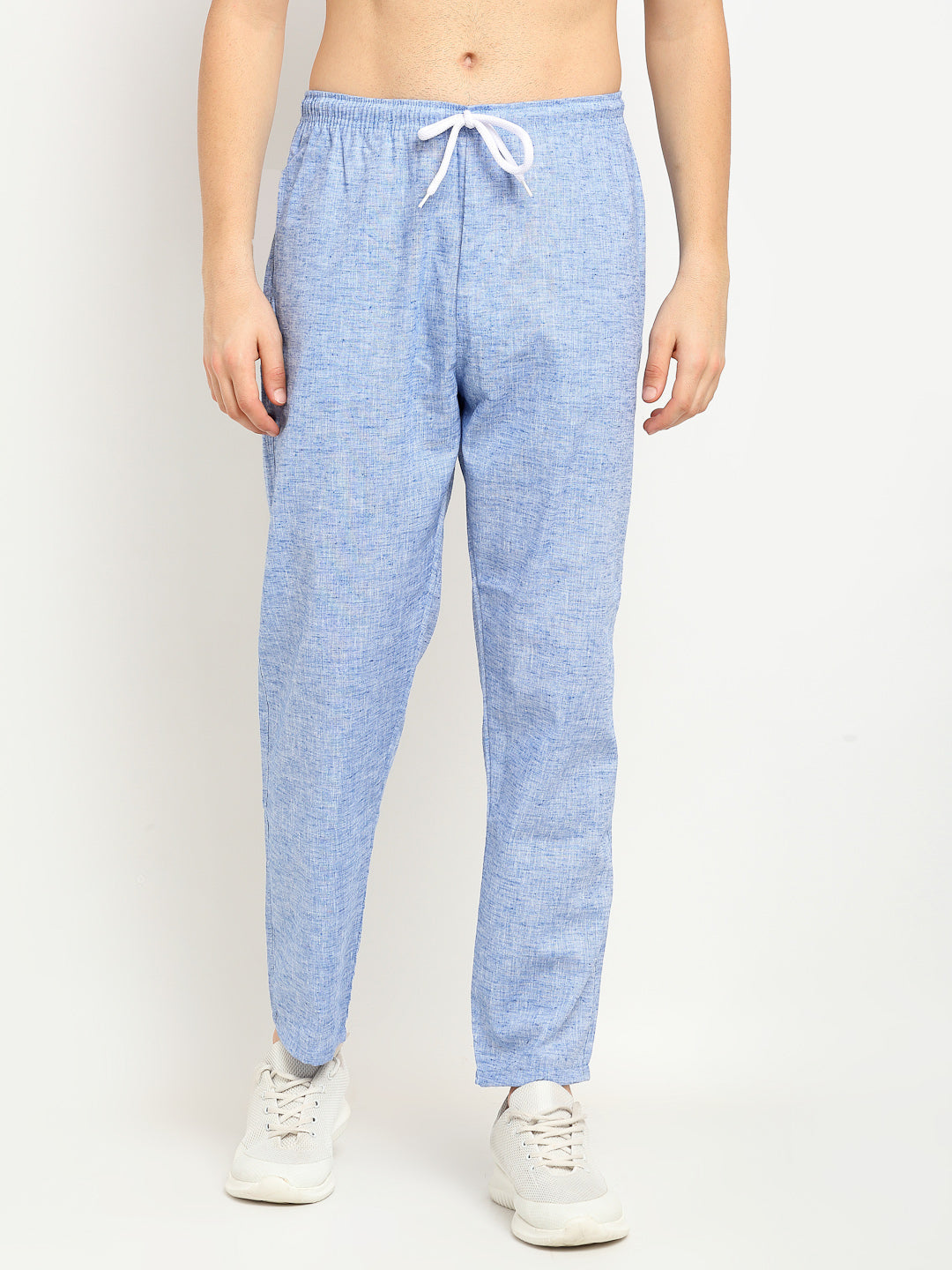 Men's Blue Linen Cotton Track Pants ( JOG 021Blue ) - Jainish