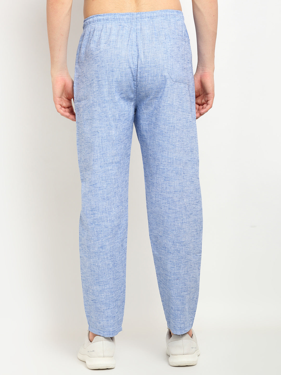 Men's Blue Linen Cotton Track Pants ( JOG 021Blue ) - Jainish