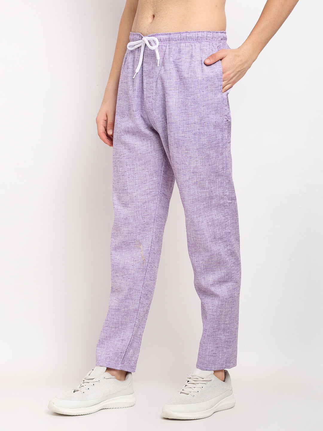 Men's Purple Linen Cotton Track Pants ( JOG 021Purple ) - Jainish