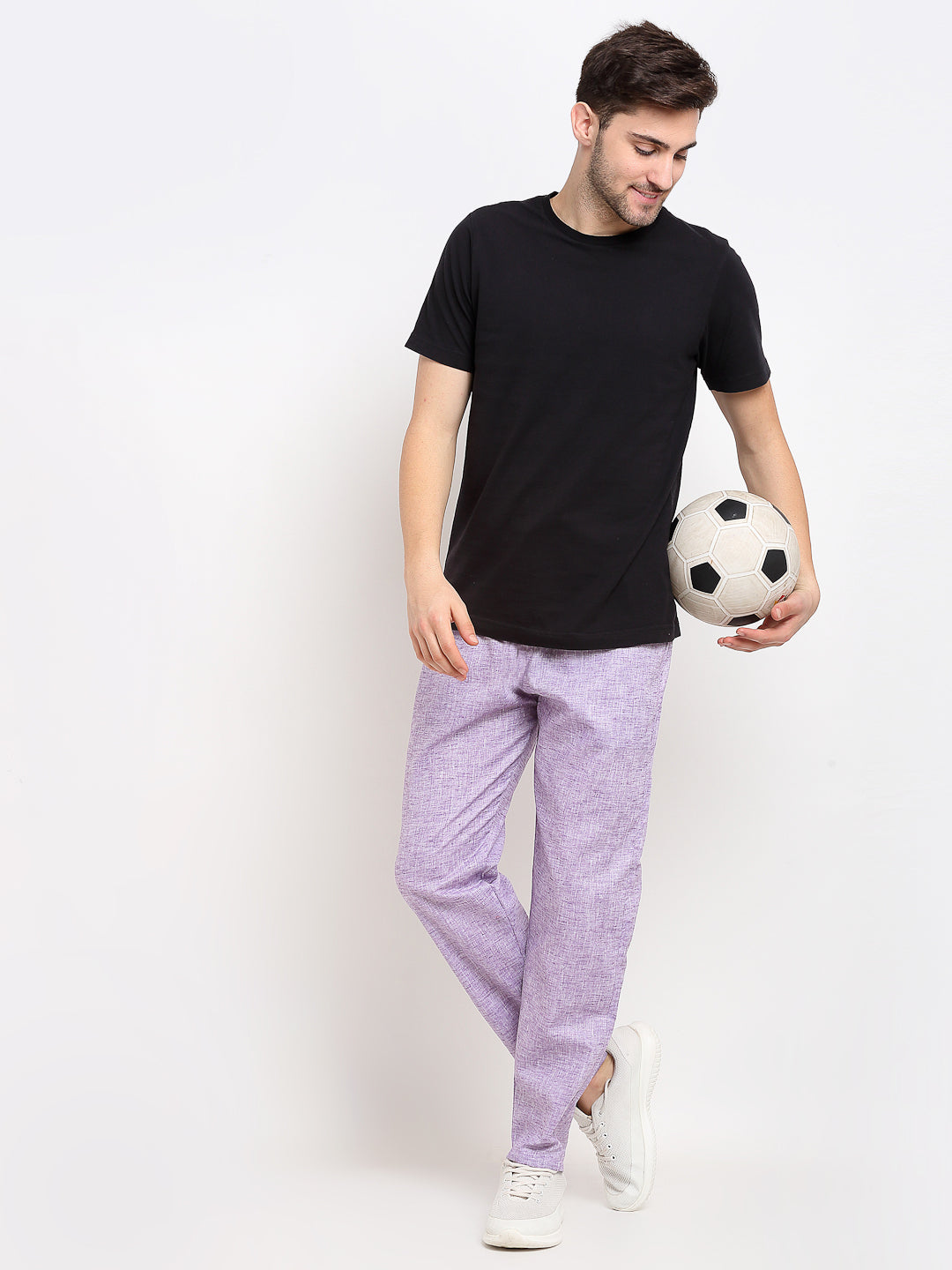 Men's Purple Linen Cotton Track Pants ( JOG 021Purple ) - Jainish