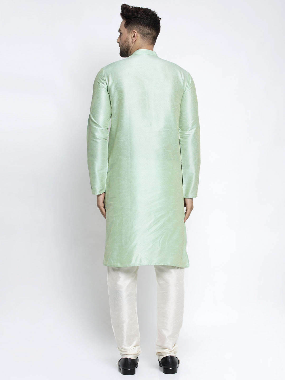 Men's Green Solid Dupion Silk Kurta Only( KO 636 Green ) - Virat Fashions